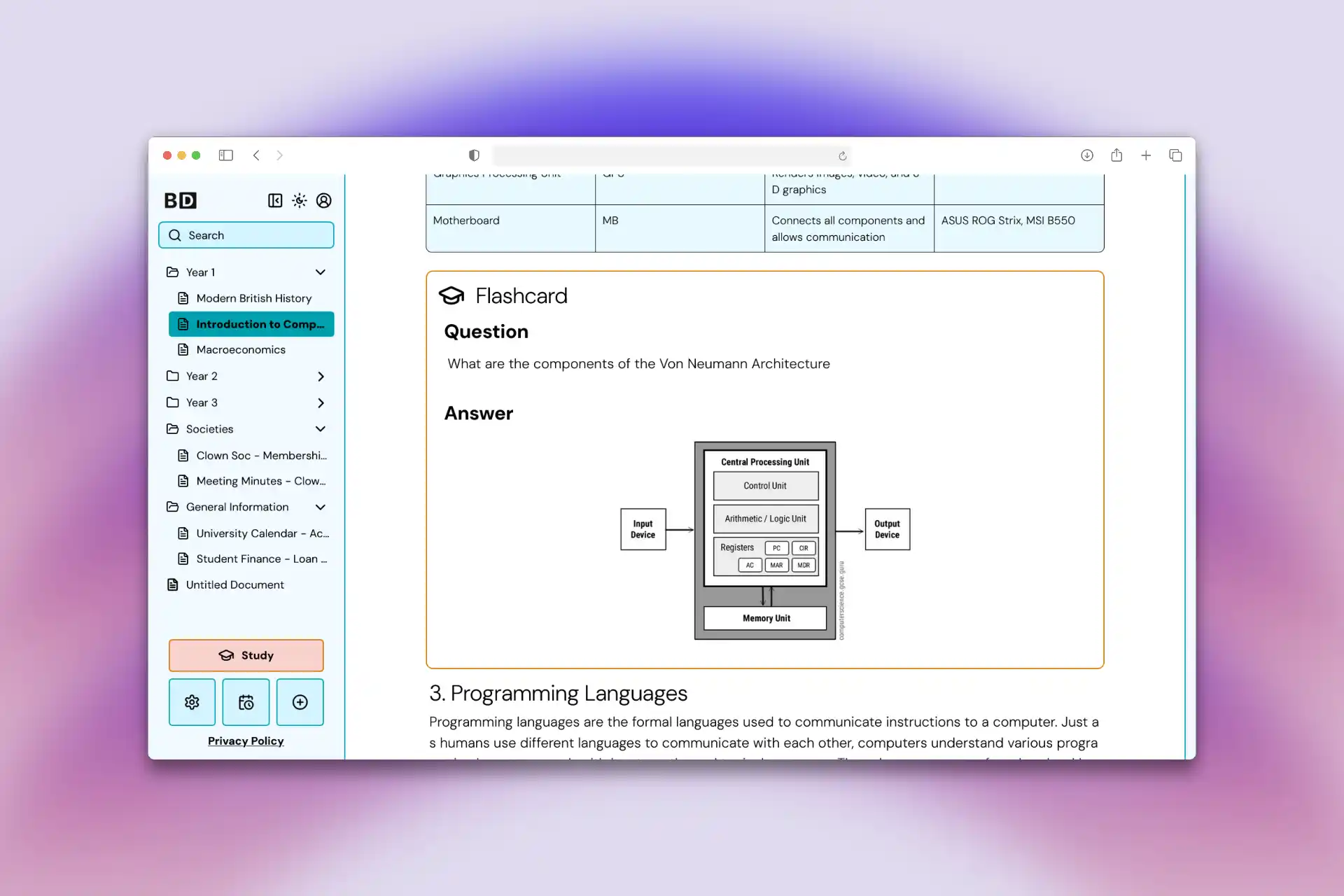 Image of BlocDoc flashcard found within a document