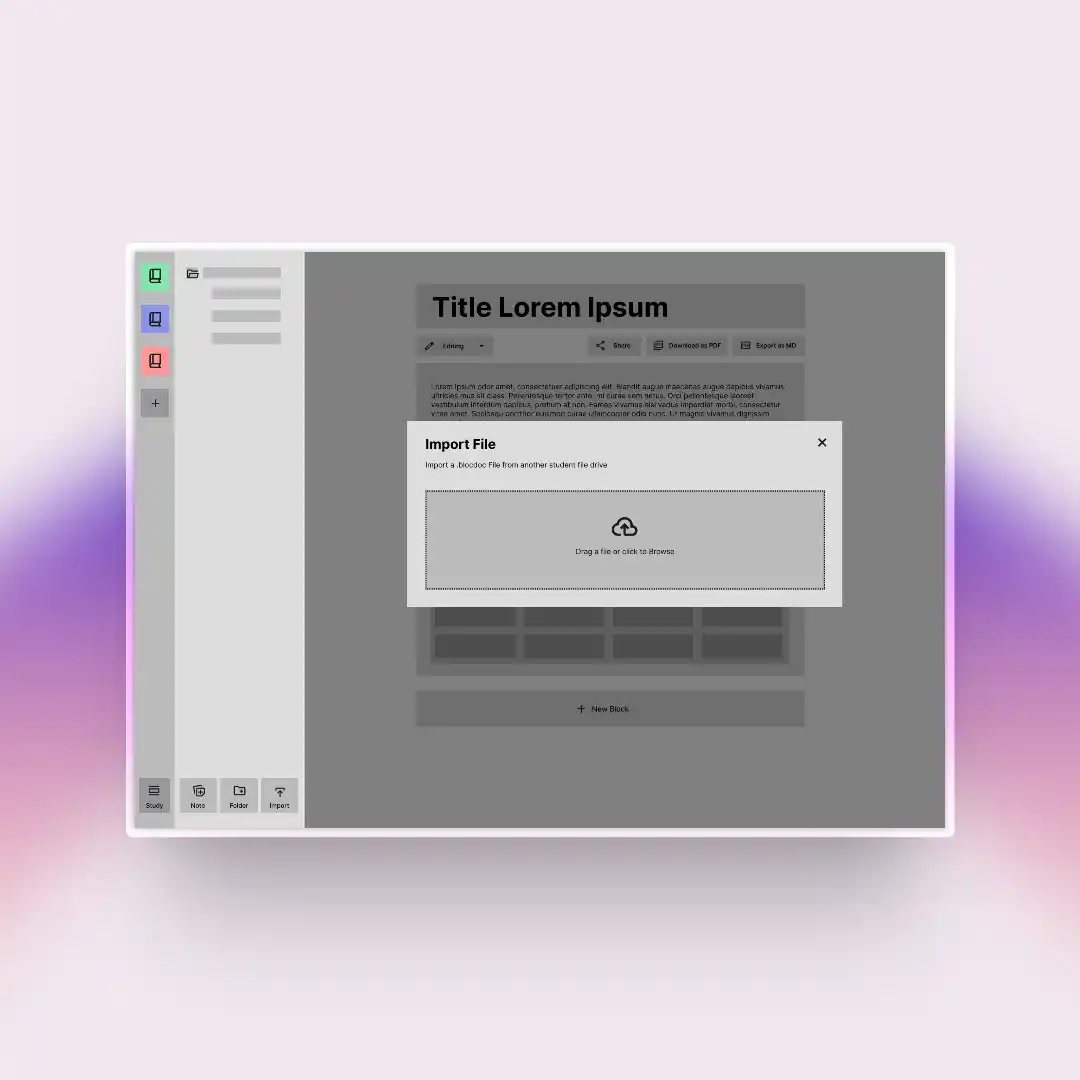 Image of BlocDoc Stage 2 Mockup of the document importing feature