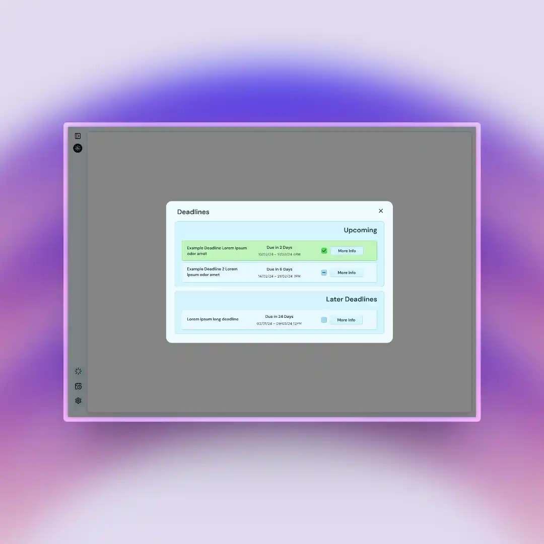 Image of BlocDoc Stage 3 Mockup of the deadlines feature